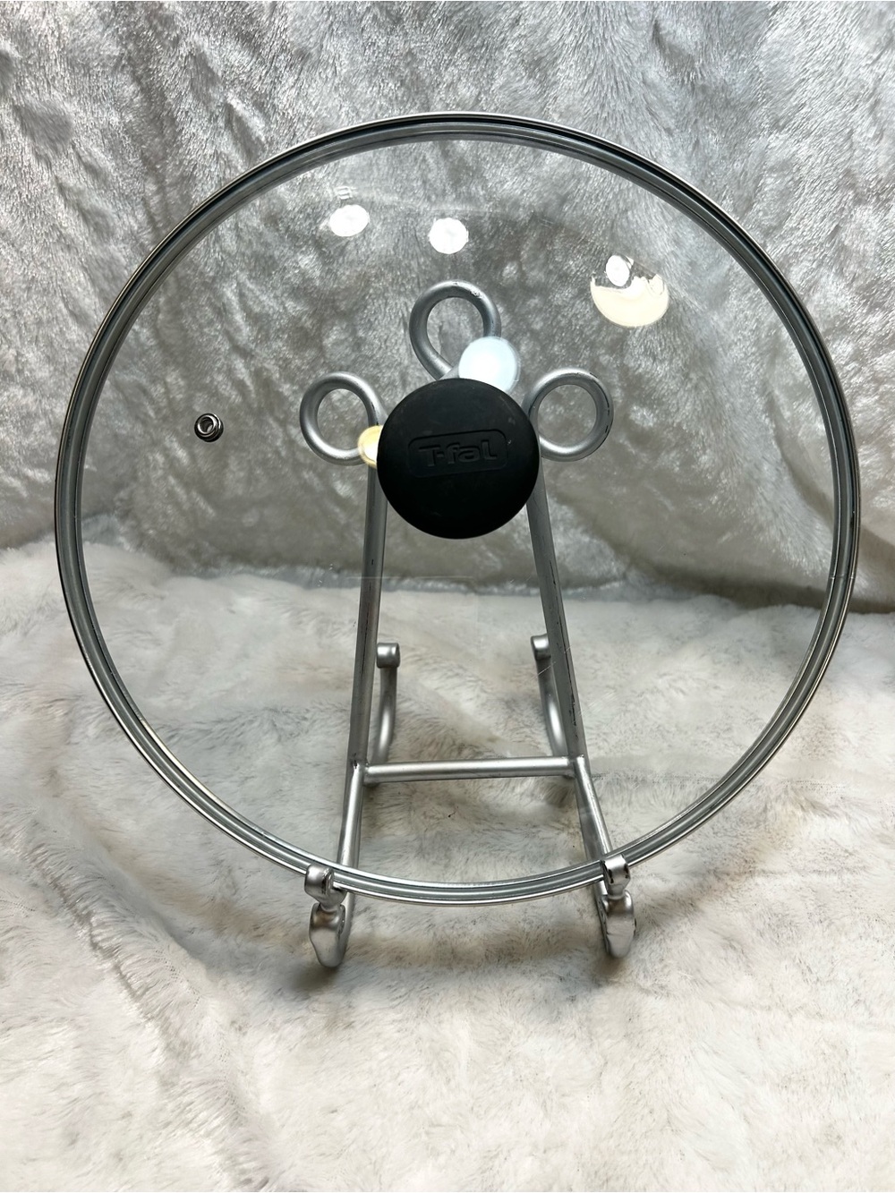 T-FAL Vented Round Clear Glass Replacement Lid Inner Rim to Rim 11 9/16"-11 5/8"